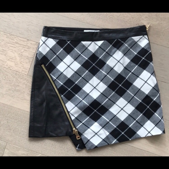 Milly Dresses & Skirts - Milly plaid and leather mini skirt